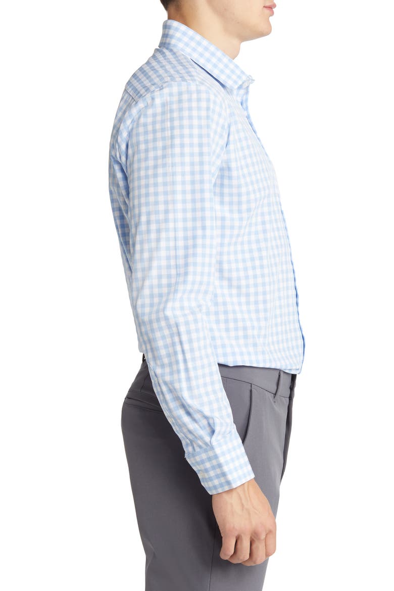 Men's Leeward Trim Fit GinghamButton-Up Shirt, Alternate, color, LIGHT BLUE GINGHAM