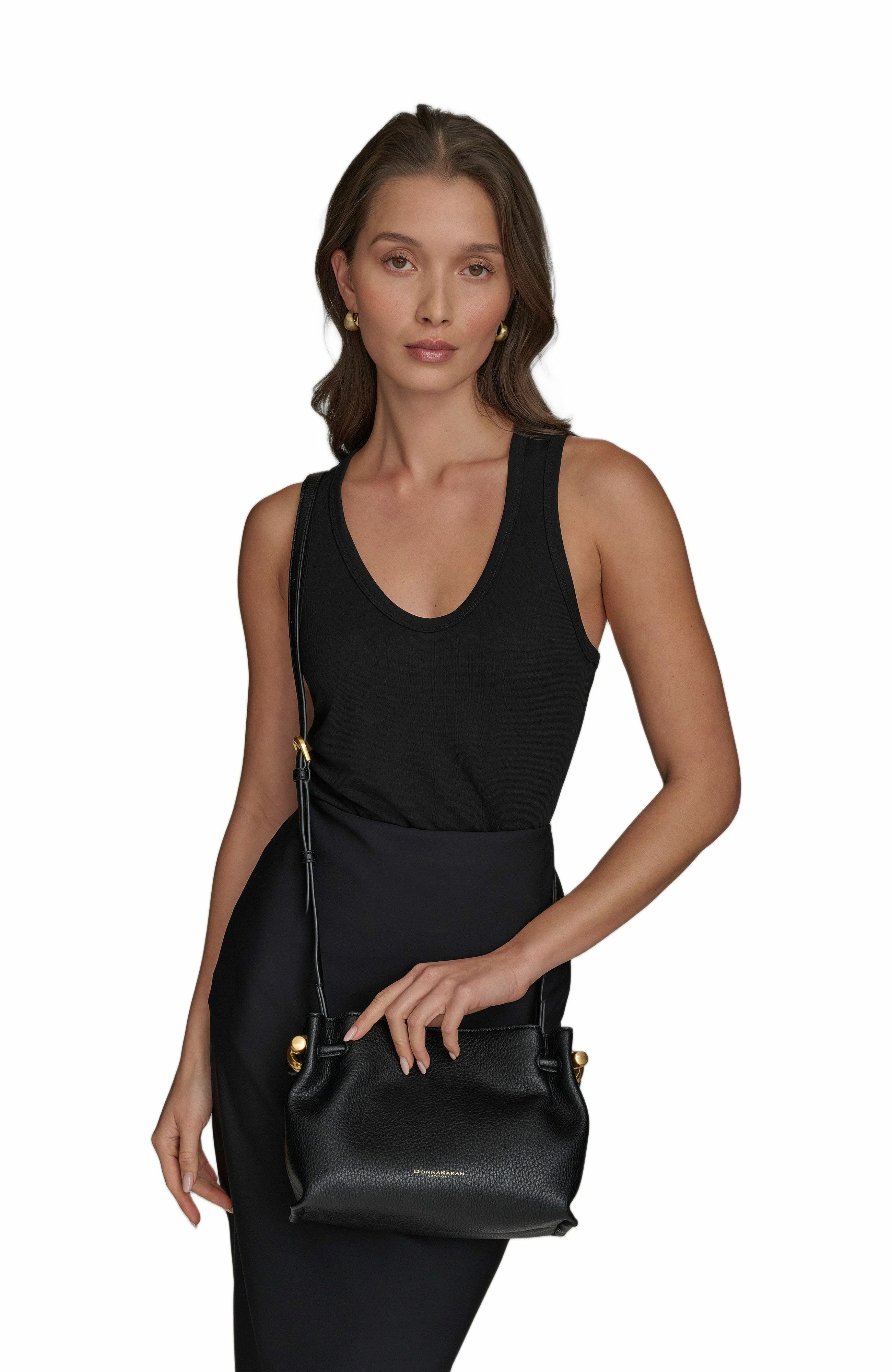 Donna Karan New York Cashmere Crossbody Bag, Alternate, color, Black/Gold
