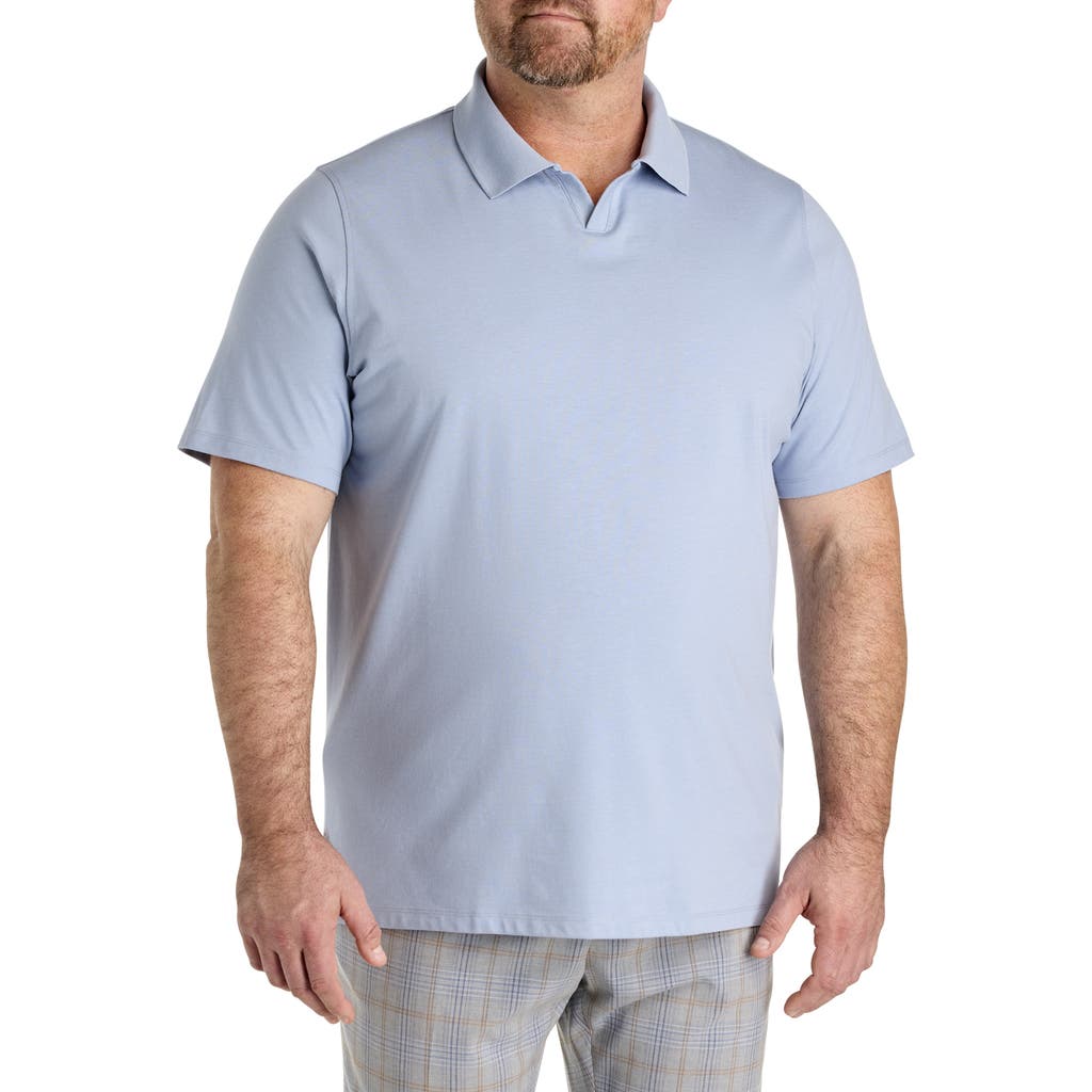Oak Hill By Dxl Big & Tall 37.5® Technology Notched Performance Polo Shirt In Country Blue Heather