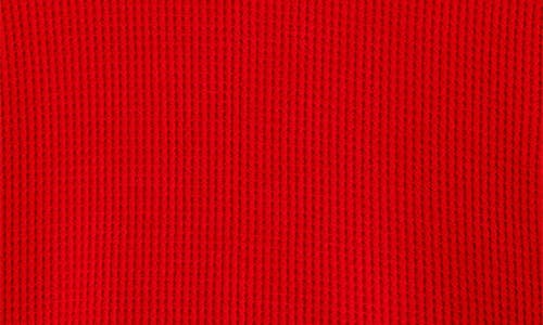 Madewell Long Sleeve Waffle Knit Crewneck T-shirt In Bright Cherry