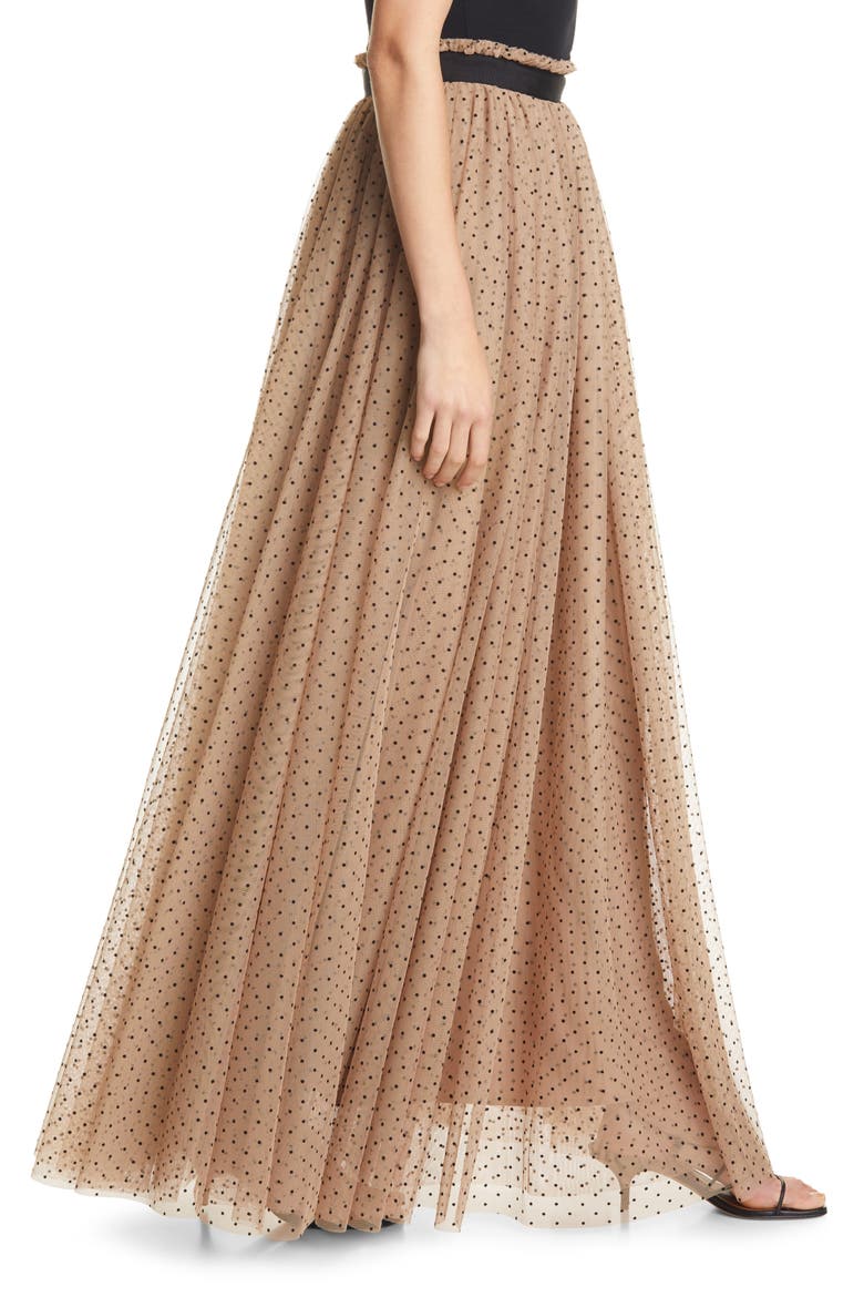 Poppy Dot Flocked Tulle Skirt, Alternate, color, NUDE/ BLACK DOT
