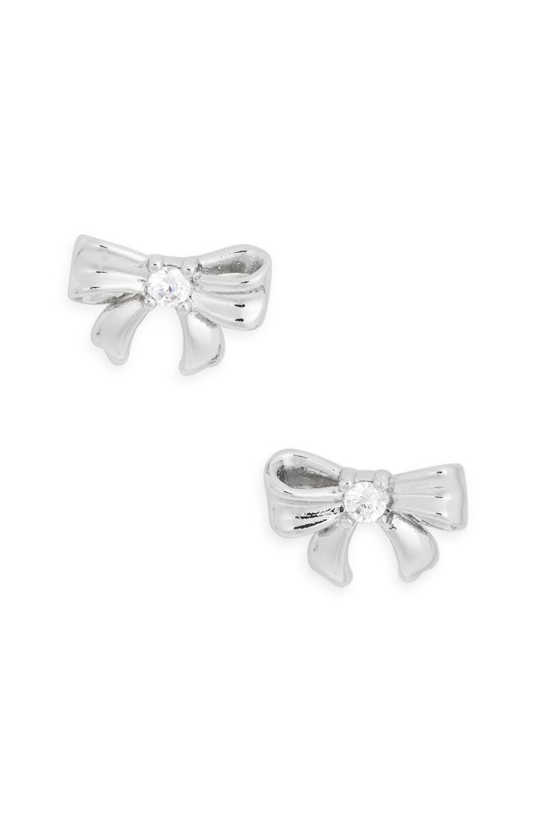 Kate Spade New York mini bow stud earrings, Alternate, color, Clear/ Silver