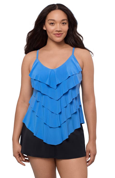 Rachel 5 Tier Ruffle Plus Size Tankini Swimsuit Top