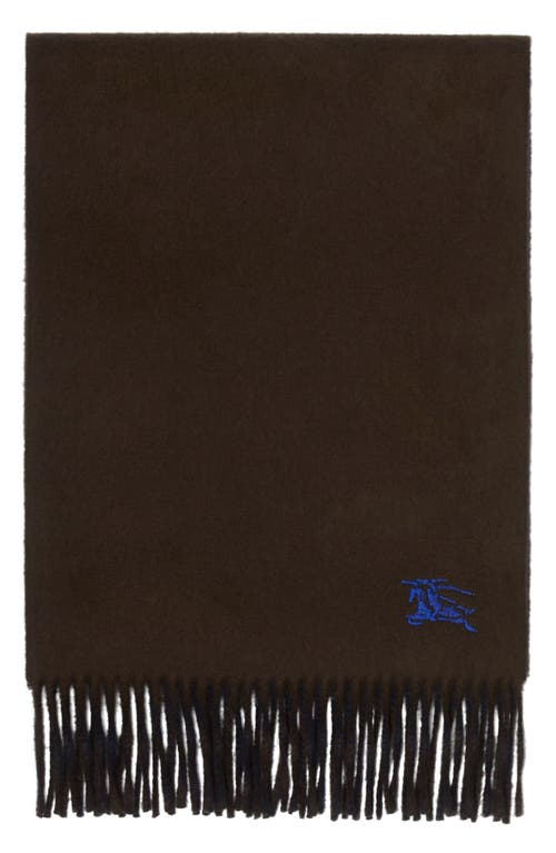 Burberry Reversible Ekd Embroidered Cashmere Scarf In Brown