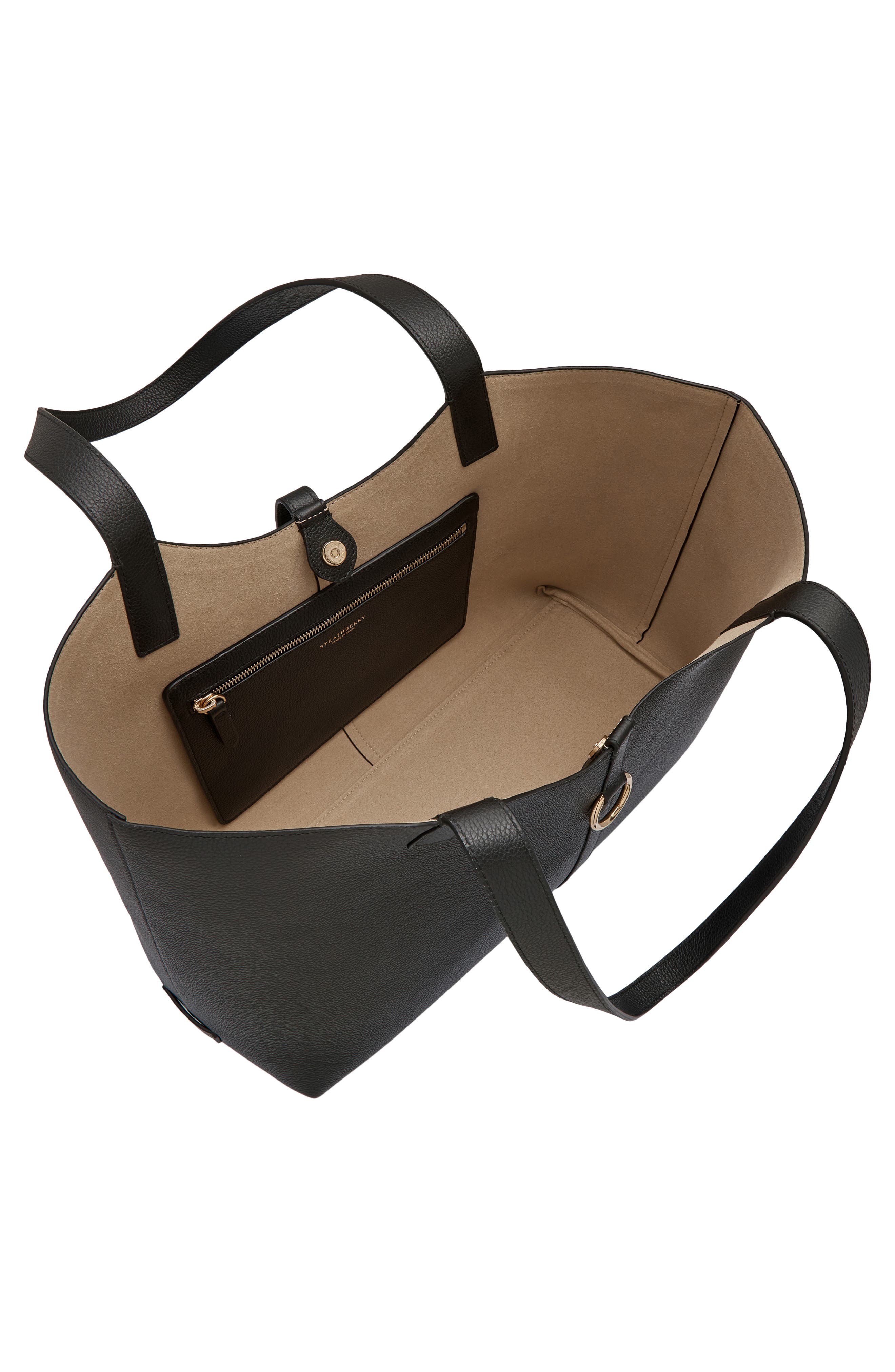 Kite Grain Leather Tote, Alternate, color, BLACK