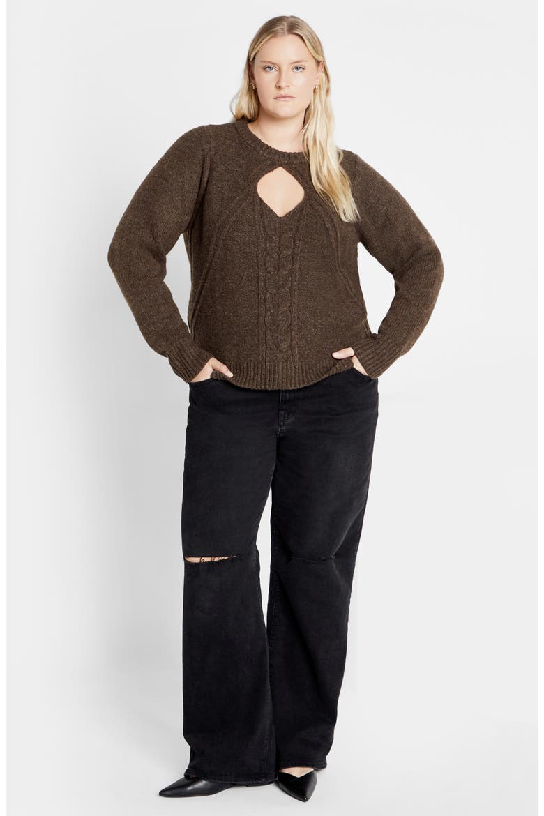 Salem Cutout Sweater, Alternate, color, CHOCOLATE