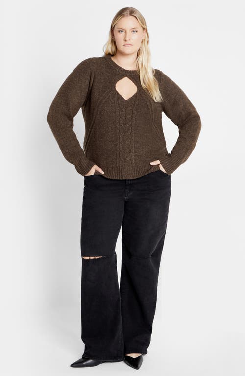 City Chic Salem Cutout Sweater In Brown