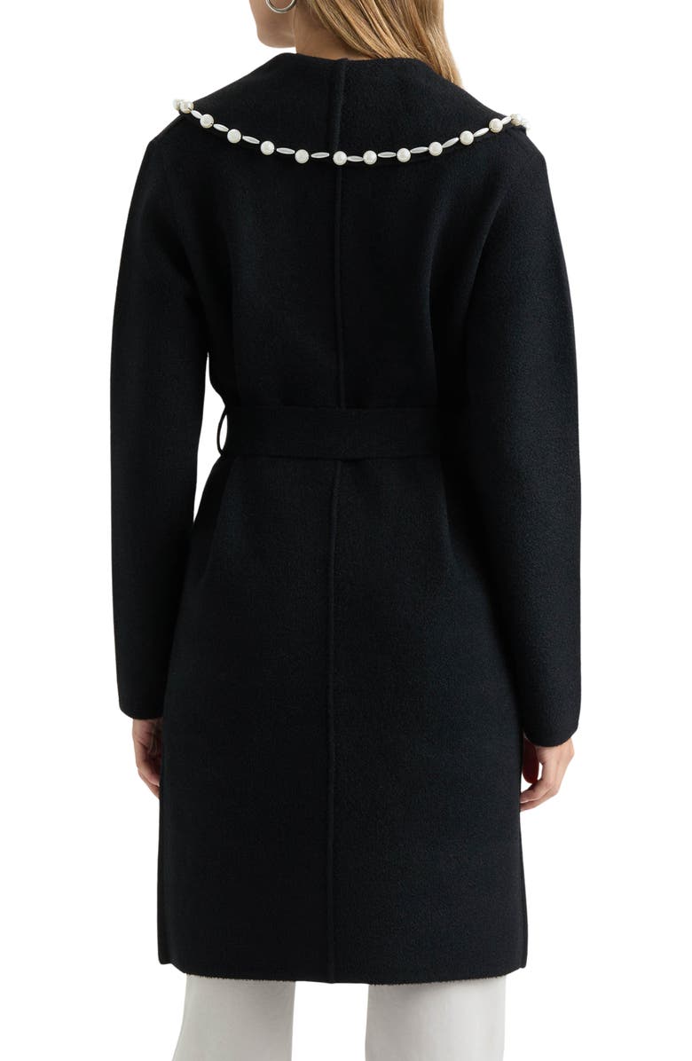 NVLT Pearly Beaded Belted Sweater Coat, Alternate, color, Black