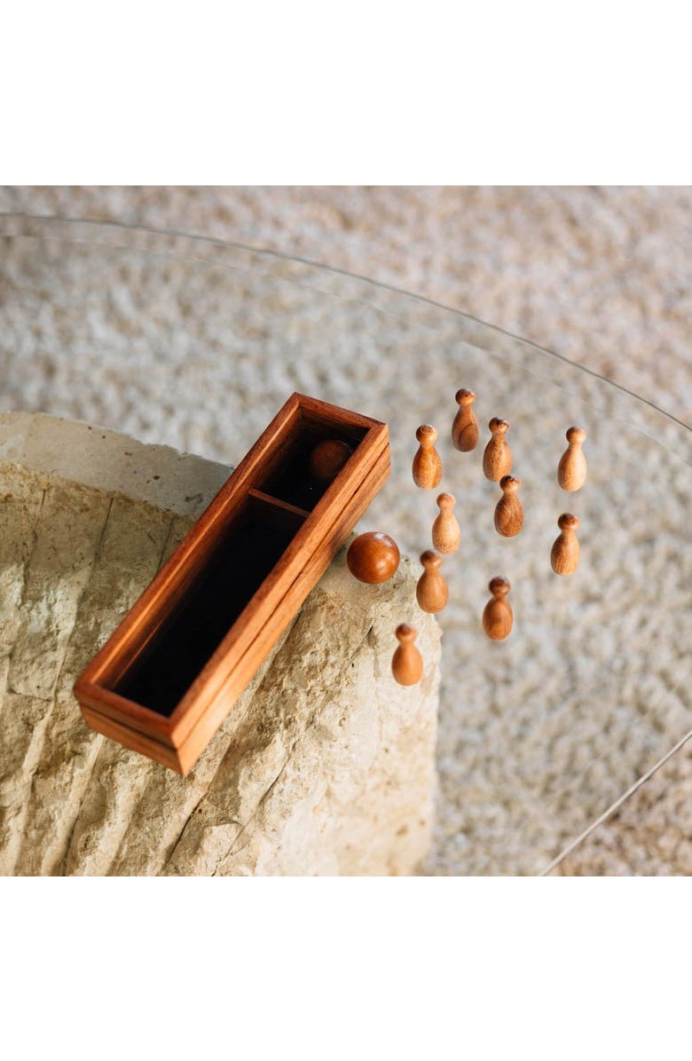 Ten Thousand Villages Handmade Tabletop Bowling, Alternate, color, Brown