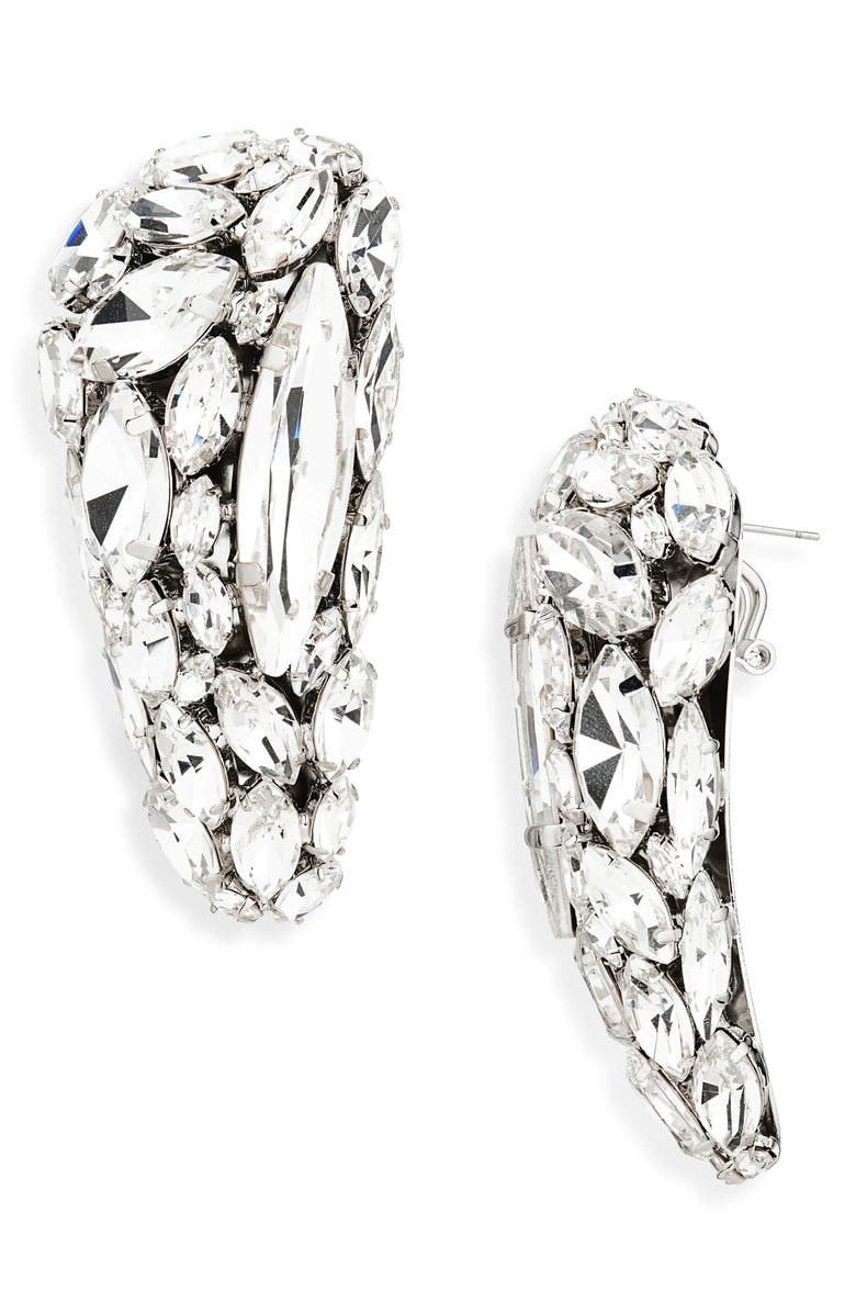 Area Crystal Cluster Tringle Drop Earrings, Main, color,