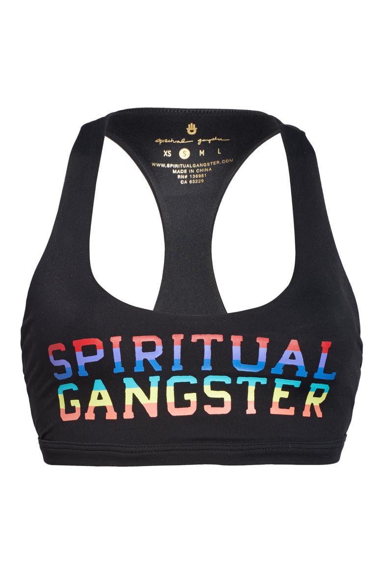 Rainbow Reana Racerback Sports Bra, Alternate, color, BLACK