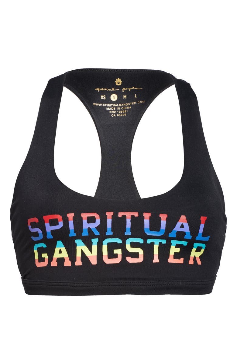 Spiritual Gangster Rainbow Reana Racerback Sports Bra, Alternate, color, 