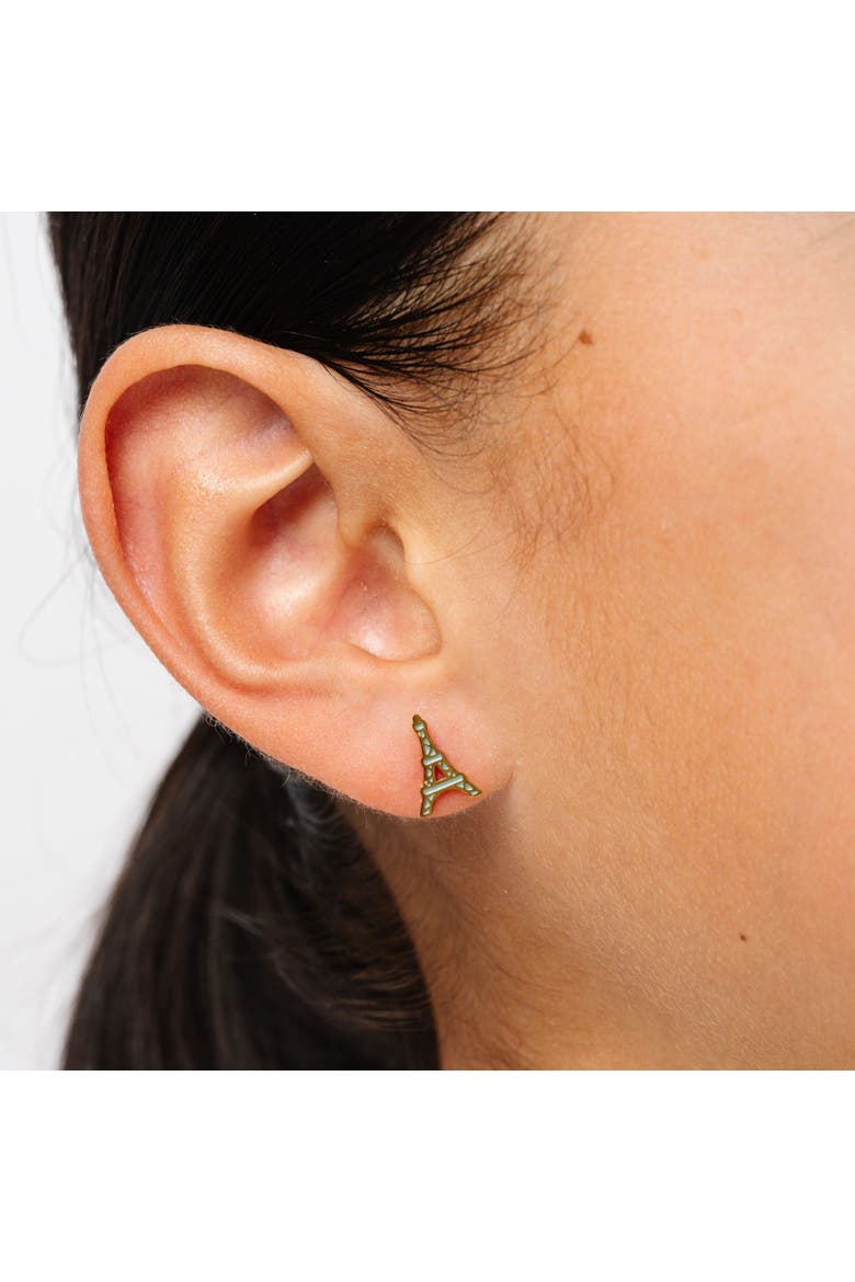 Eiffel Tower Stud Earrings, Alternate, color, Gold