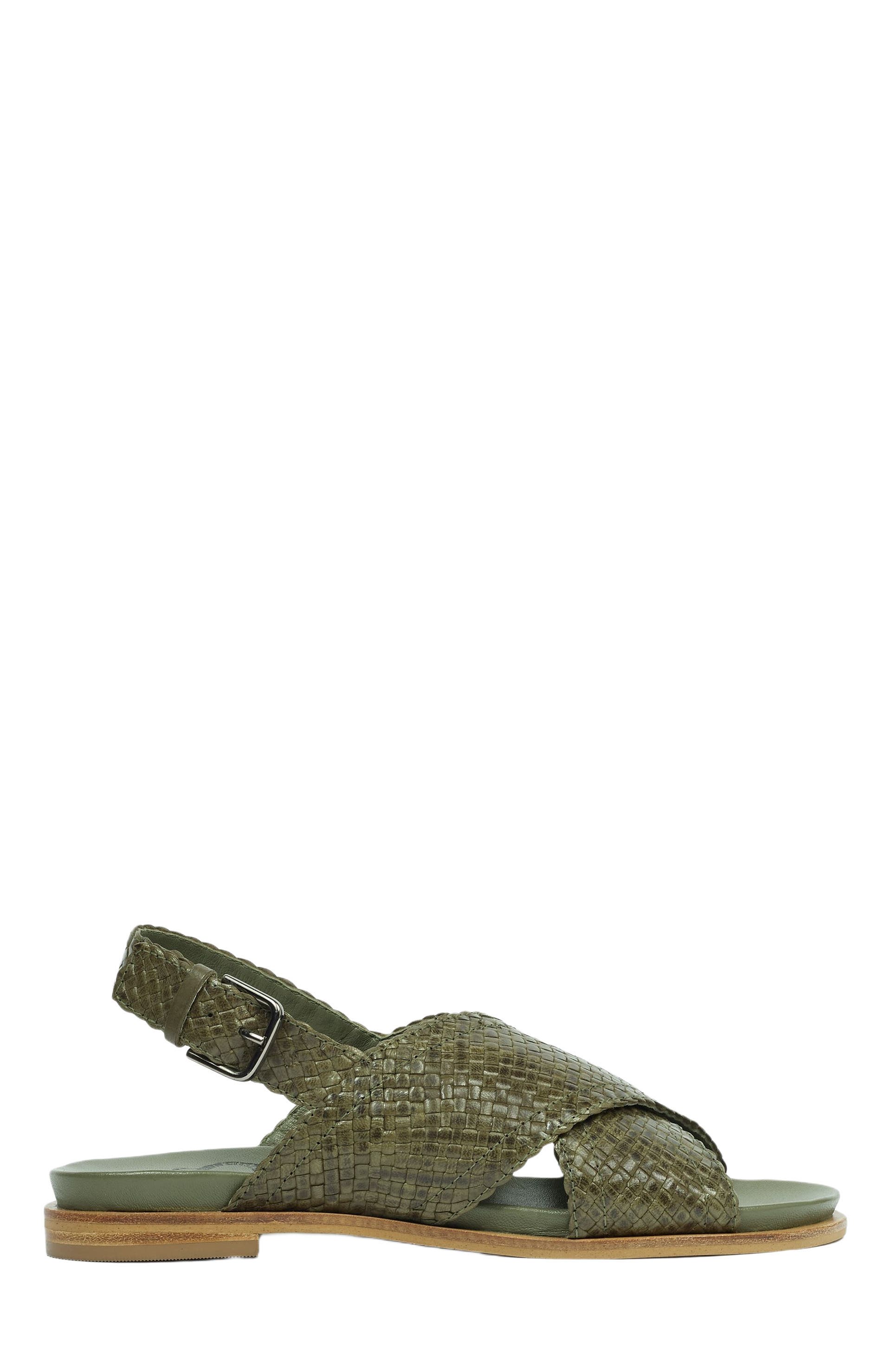 Celtic & Co. Leather Woven Crossover Sandal, Alternate, color, Olive