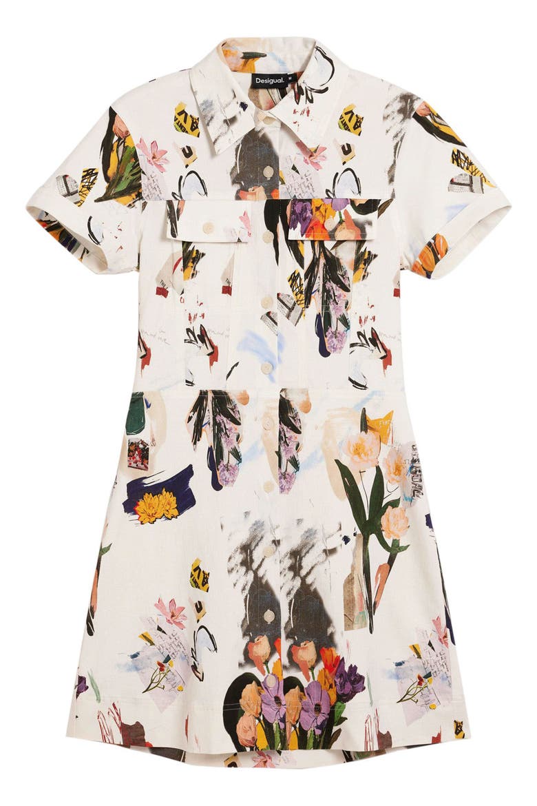 Printed Mini Shirtdress, Alternate, color, MEDIUM BEIGE