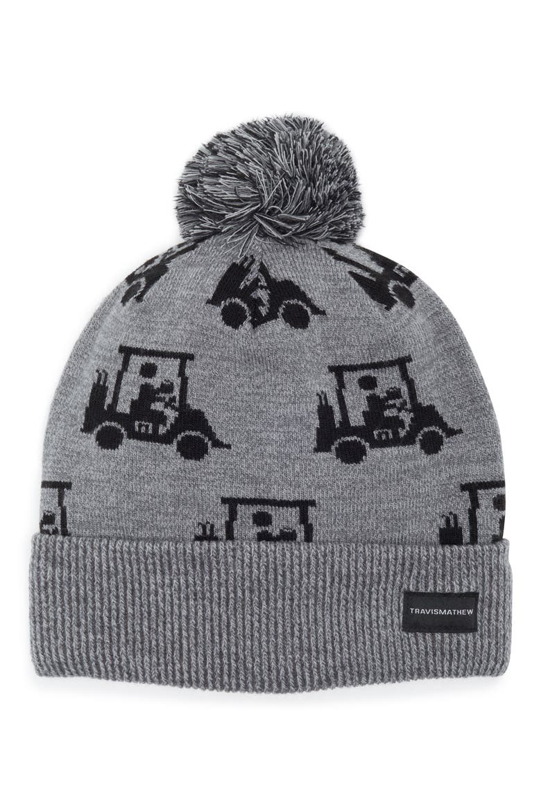 Swingles Golf Pompom Beanie, Main, color, HEATHER GREY