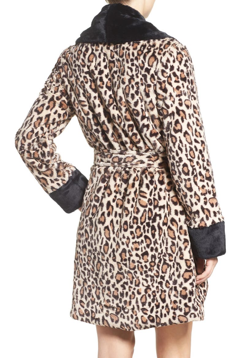 Glamour Short Robe, Alternate, color, NATURAL LEOPARD
