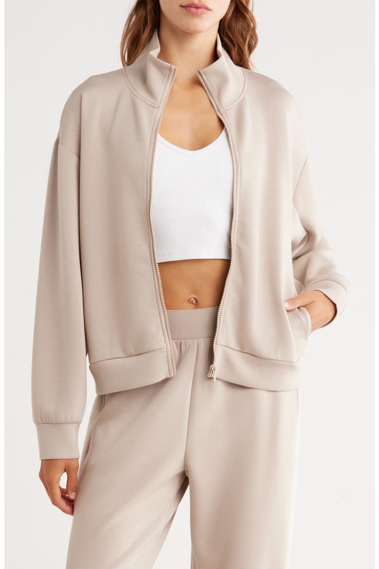 Whisper Knit Colorblock Track Jacket, Main, color, TAN THREAD- GREY MOONBEAM