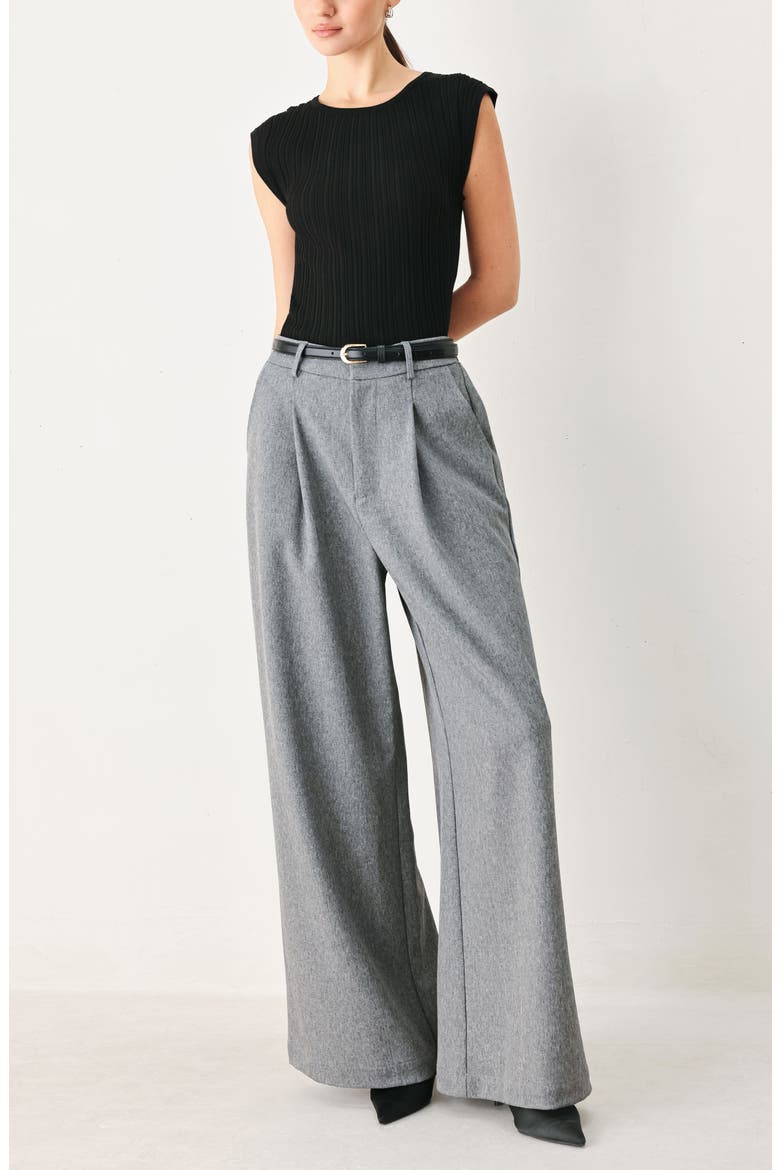 Wide Leg Pants with Belt, Alternate, color, GREY