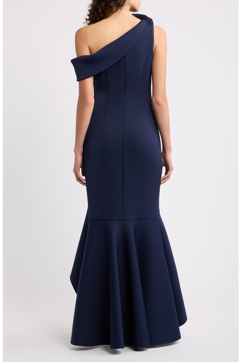 Ruffle One-Shoulder Gown, Alternate, color, NAVY