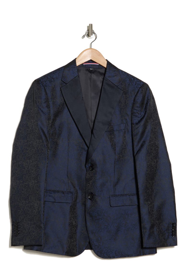 Floral Satin Notch Lapel Sport Coat, Alternate, color, NAVY/MARINE