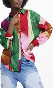 Desigual Abstract Print Button-Up Shirt