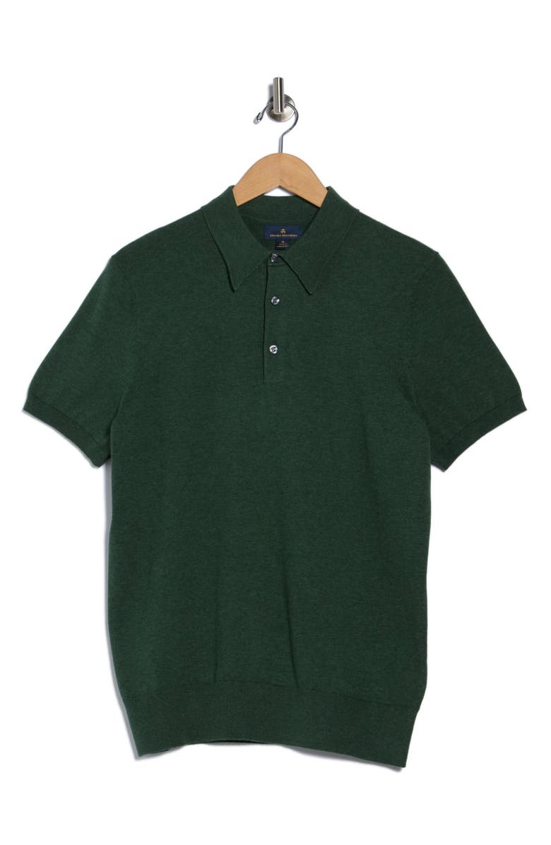 Brooks Brothers Cotton Knit Polo, Alternate, color, Medium Green Heather