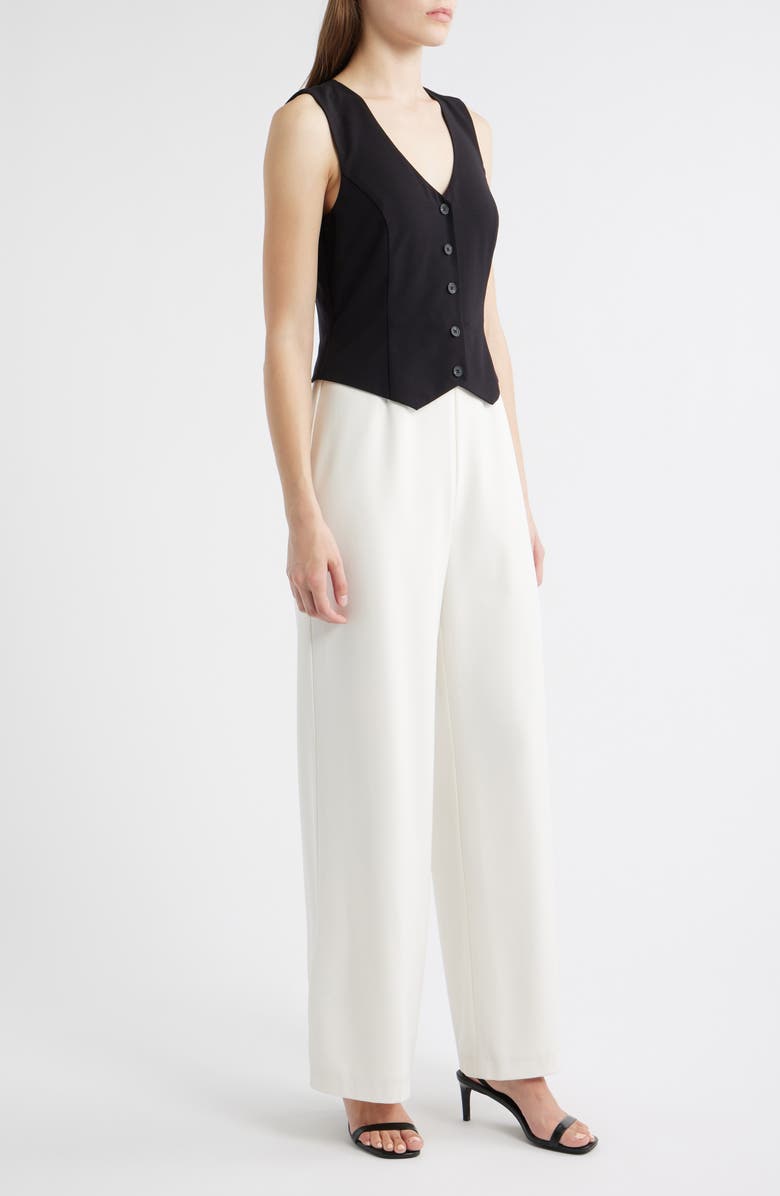 Tahari ASL Sleeveless Jumpsuit, Alternate, color, Ivory Black