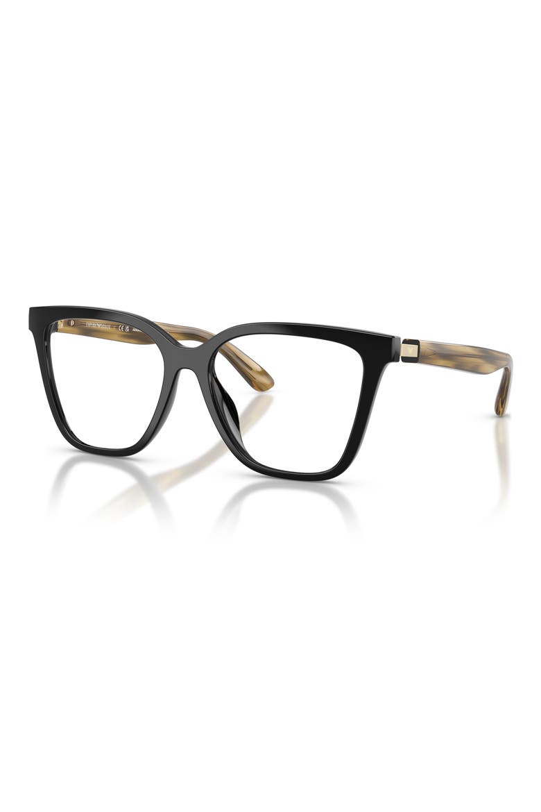 52mm Cat Eye Optical Glasses, Alternate, color, SHINY BLACK / BROWN / CLEAR