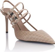 PHILIPP PLEIN Cocco Print High Heels Slingbacks Skull Belts 9 Women