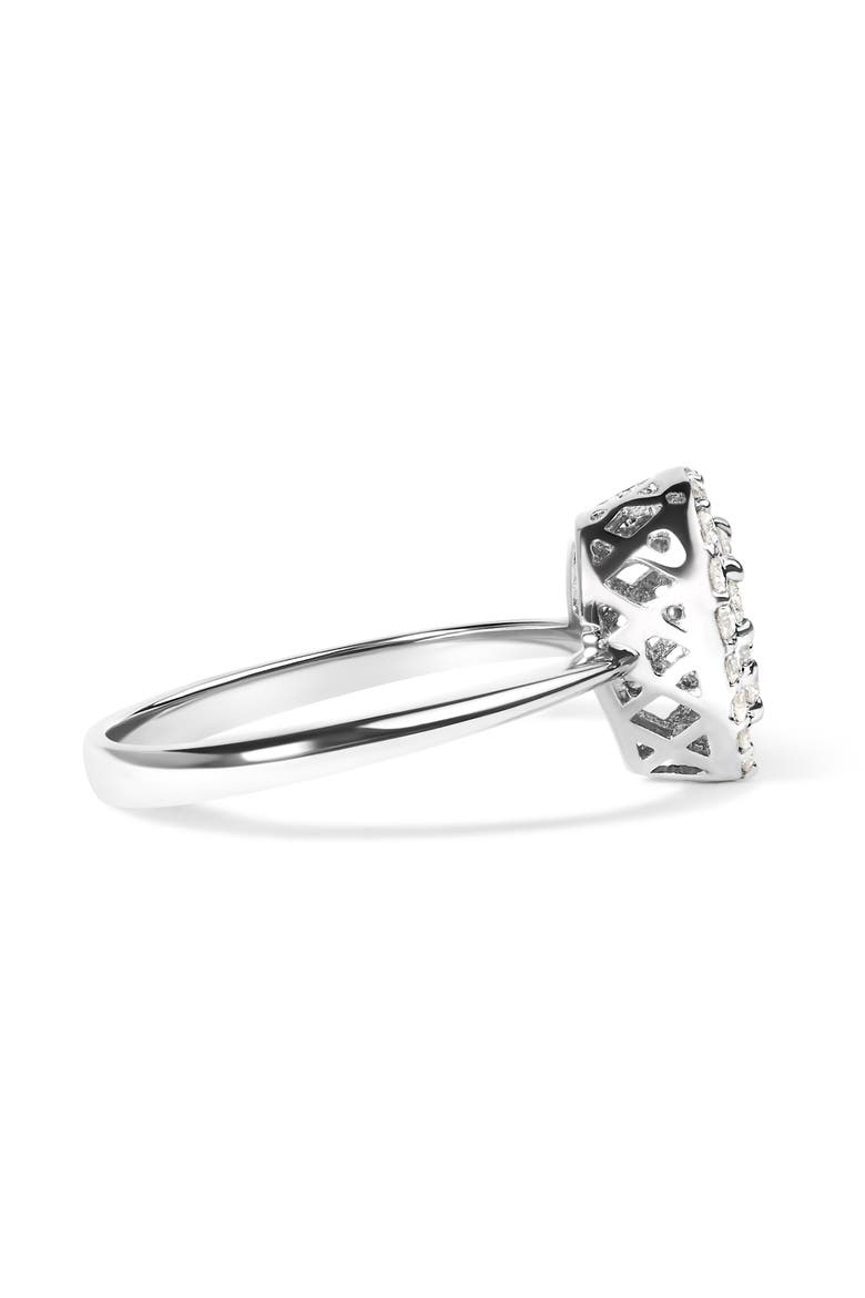 10K White Gold 3/8 Cttw Round-Cut Lab Grown Diamond Cluster Pear Promise Ring, Alternate, color, White