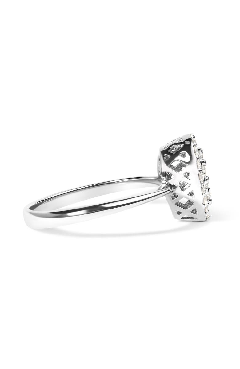 Haus of Brilliance Silver 3/8 Cttw Lab Grown Diamond Cluster and Halo Pear Promise Ring, Alternate, color, White