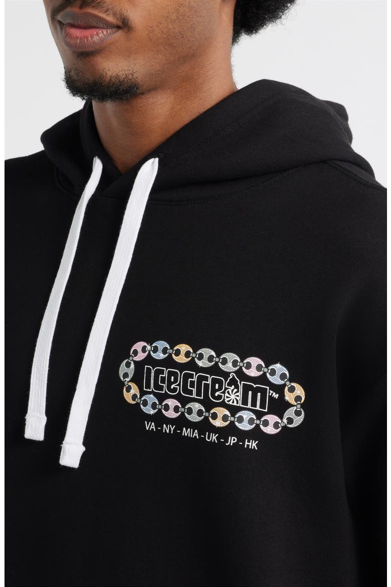 Chain Logo Cotton French Terry Hoodie, Alternate, color, BLACK