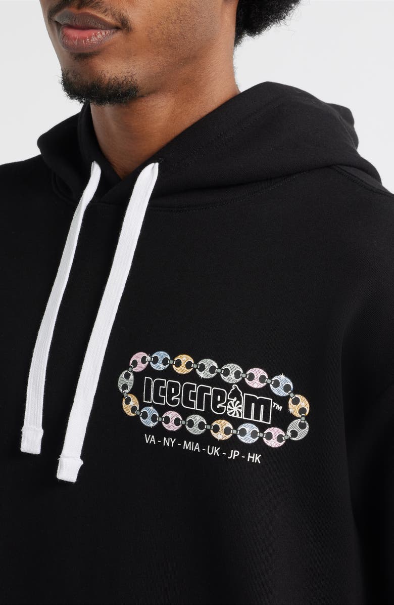ICECREAM Chain Logo Cotton French Terry Hoodie, Alternate, color, Black