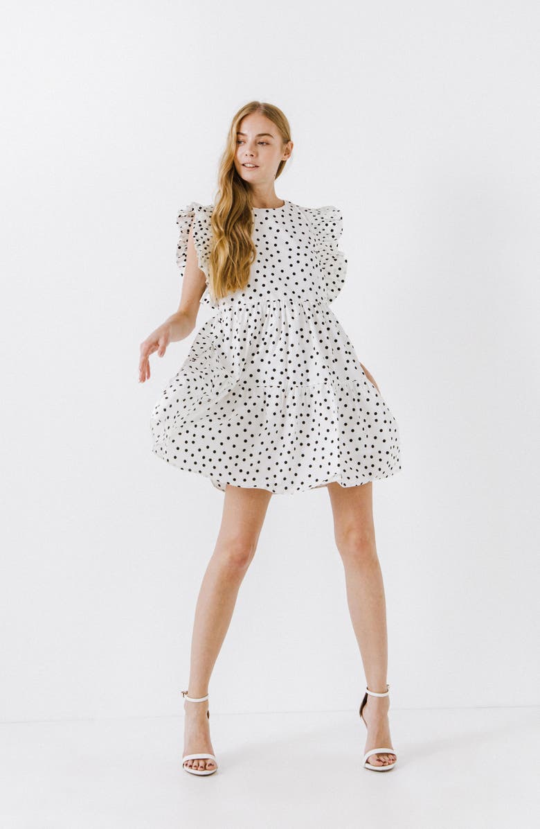 English Factory Dot Print Minidress, Alternate, color, White