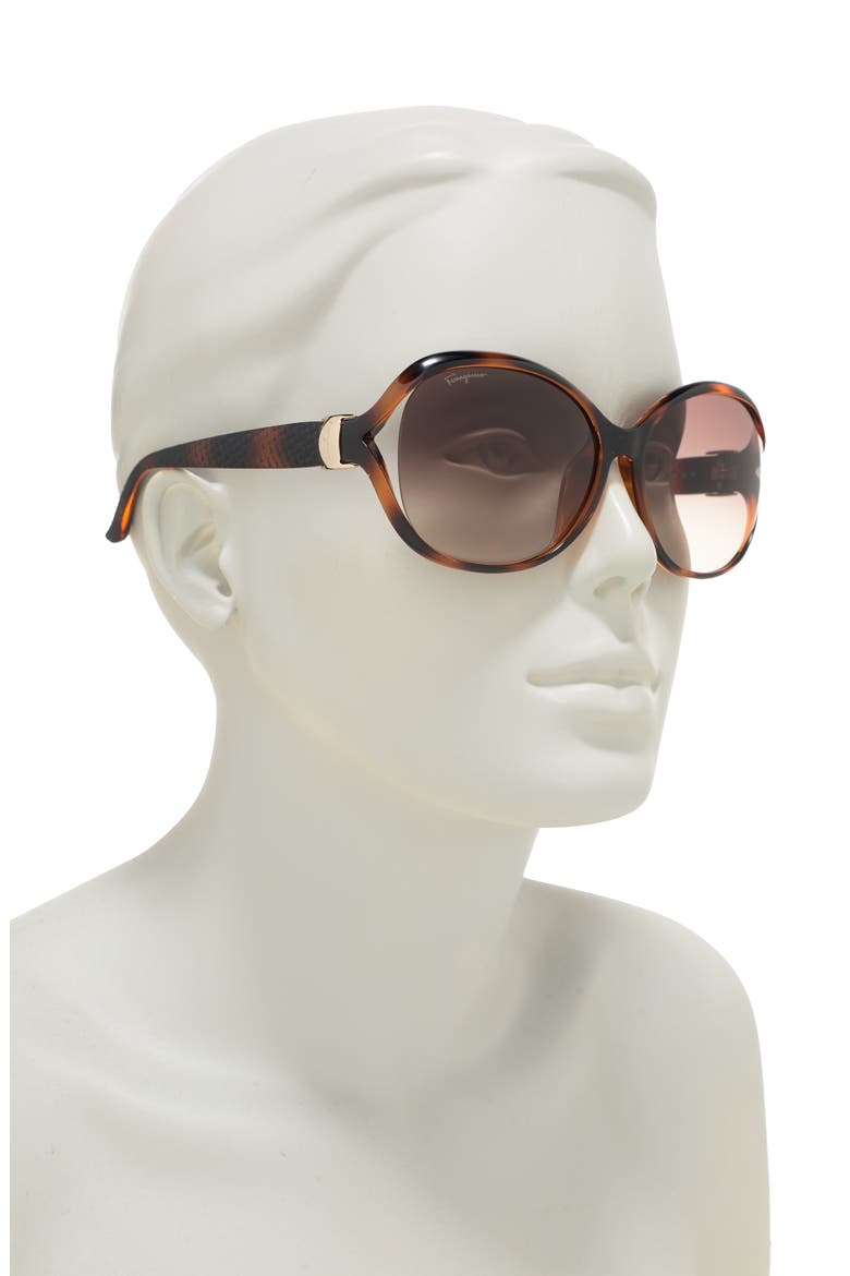 Salvatore Ferragamo 61mm Round Sunglasses, Alternate, color, HAVANA BRN