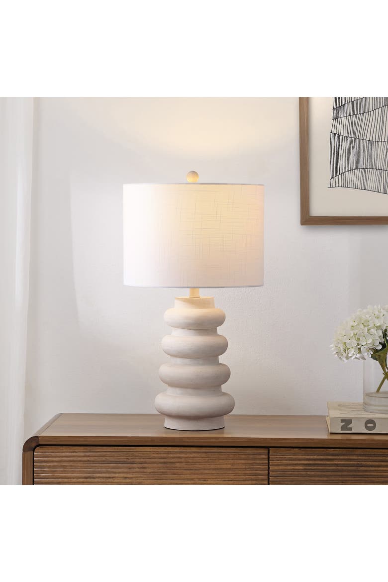 Juniper 26" Modern Minimalist Resin Stacked Ovoid LED Lamp, Alternate, color, Antique White