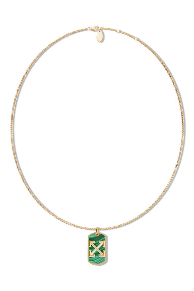 Stone Arrow Logo Pendant Necklace, Main, color, YELLOW GOLD/ GREEN