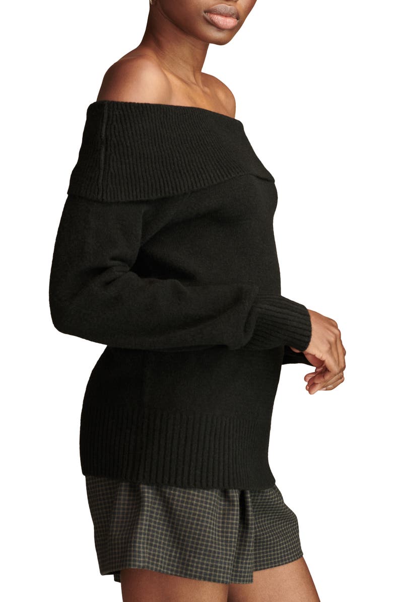 Lucky Brand Cloud Off the Shoulder Sweater, Alternate, color, Dark Black