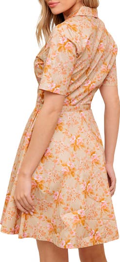 Floral Short Sleeve Fit & Flare Shirtdress