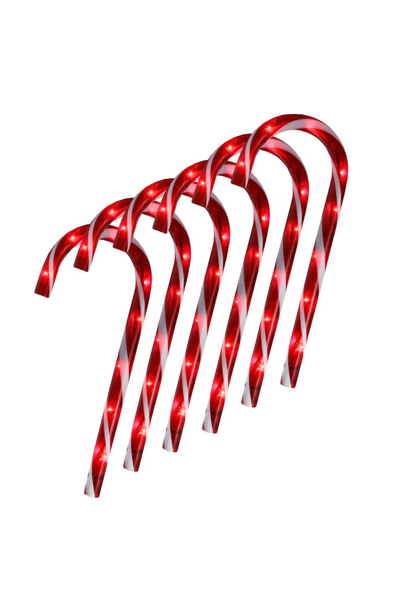 Northlight Lighted Blinking Candy Cane Outdoor Christmas Pathway Markers - 13.5" - Red and White - Set of 6, Main, color, 