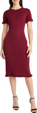 Maggy London Short Sleeve Ruffle Hem Sweater Dress
