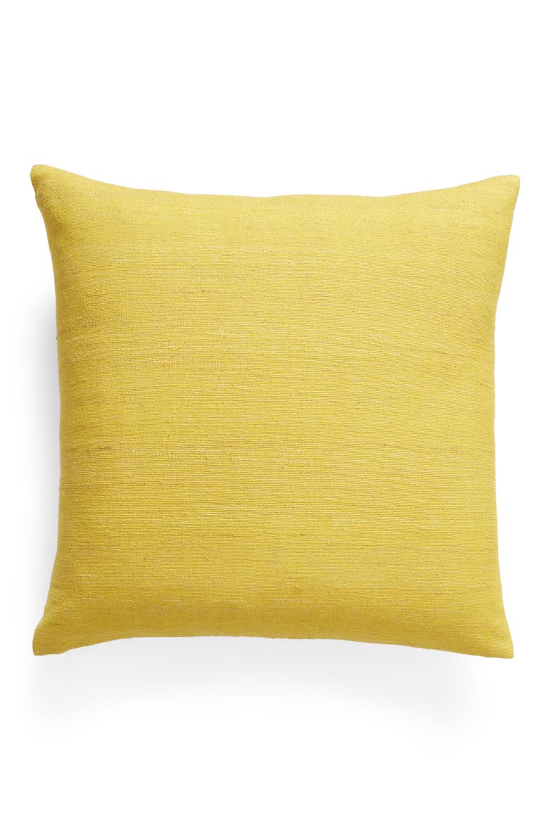 Raw Silk Slub Accent Pillow, Main, color, YELLOW VIBRANT