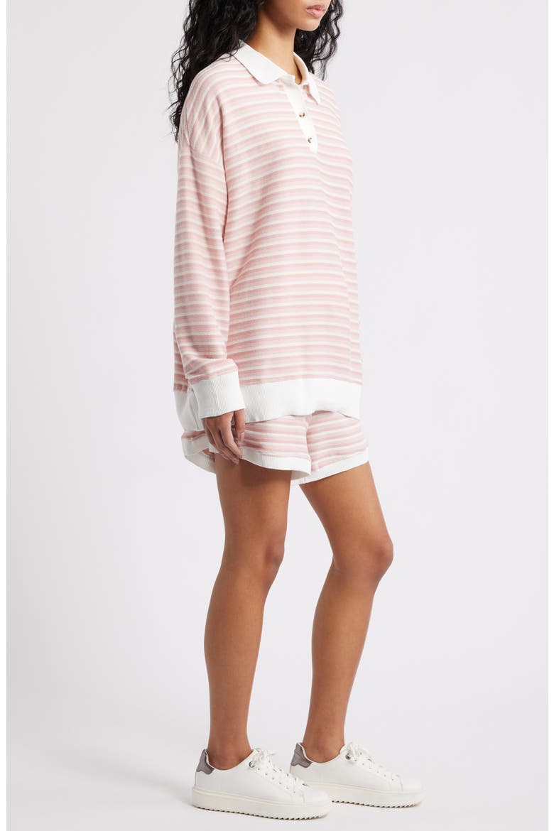 Dealia Stripe Polo Sweater & Shorts Set, Alternate, color, PINK STRIPE