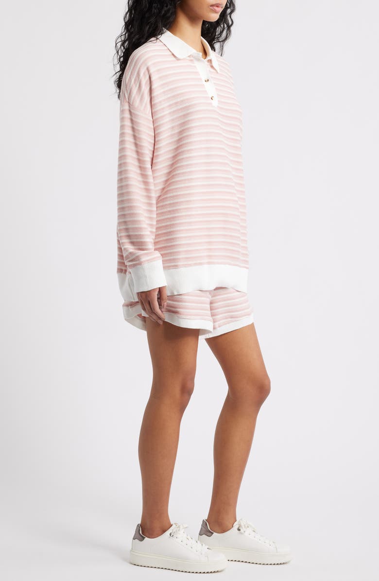 Petal & Pup Dealia Stripe Polo Sweater & Shorts Set, Alternate, color, Pink Stripe