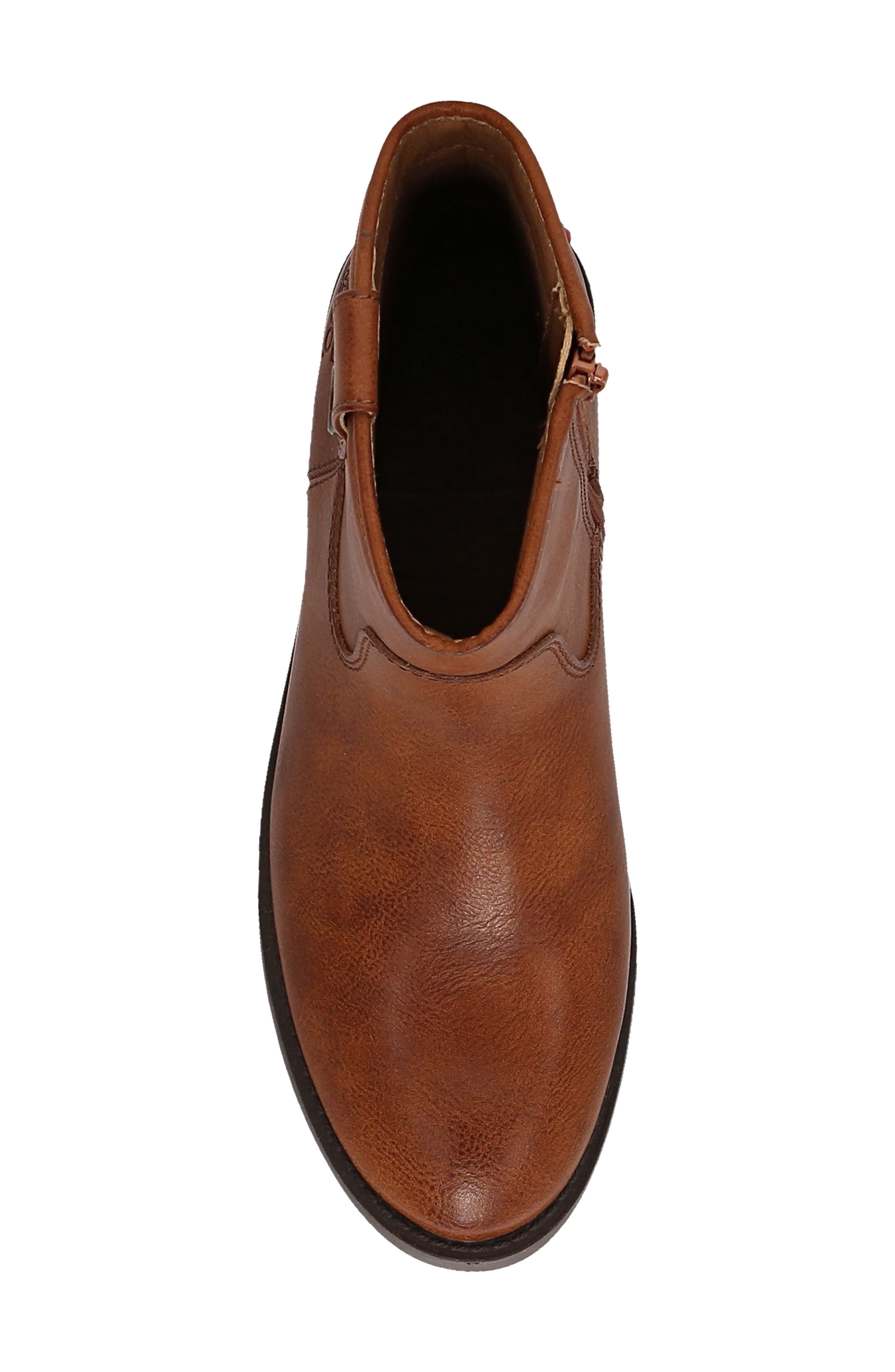 Kellie Button Short Faux Leather Bootie, Alternate, color, COGNAC