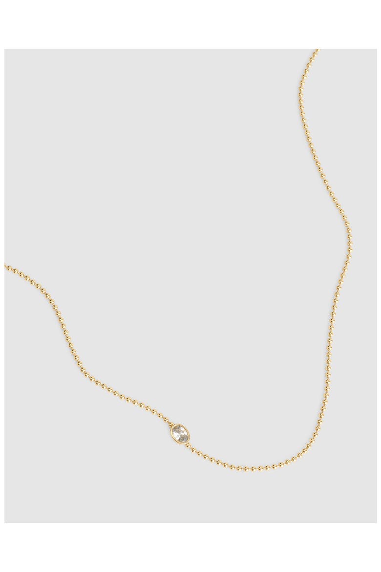 Bezel Oval Crystal Ball Chain Necklace, Alternate, color, WARM GOLD