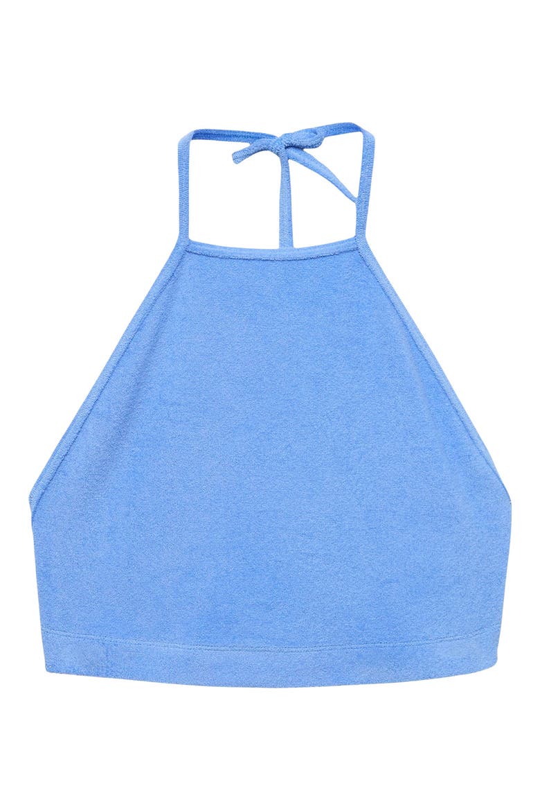 Cotton Terry Crop Halter Top, Alternate, color, BLUE