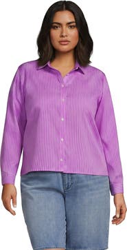 Lands' End Plus Size No Iron Boxy Cropped Shirt
