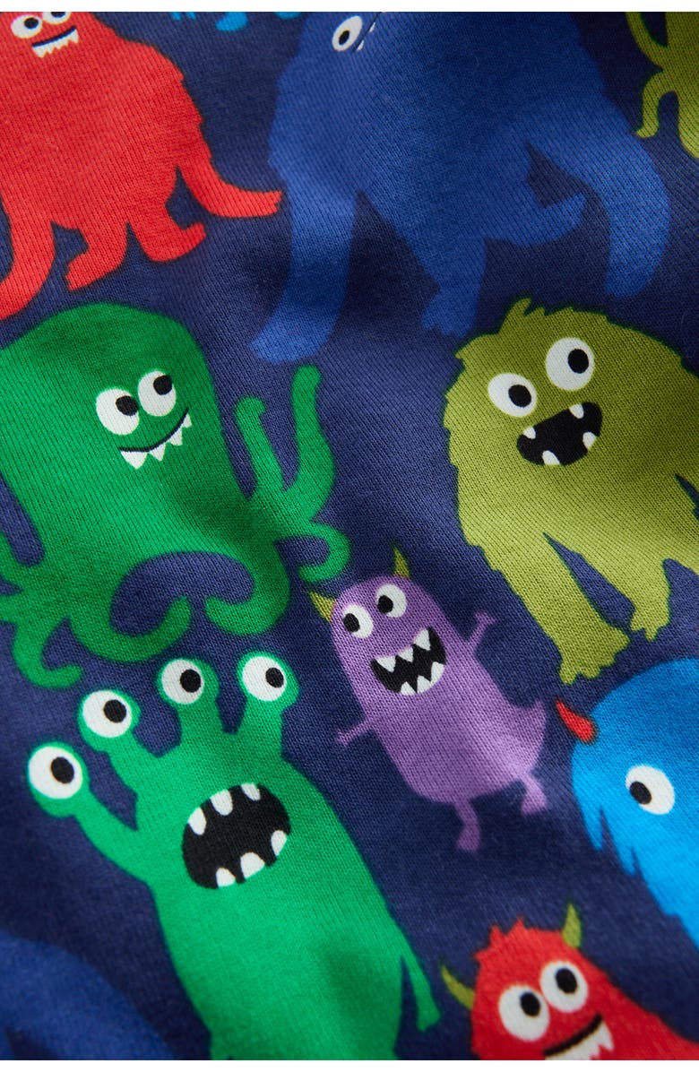 Mini Boden Kids' Fitted Two-Piece Glow in the Dark Pajamas, Alternate, color, Navy Monsters